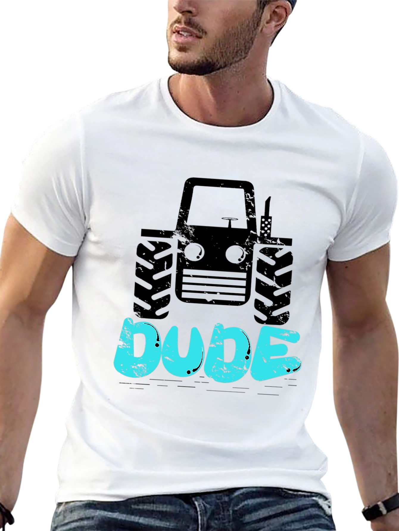 Tractor Dude Graphic Tee - Black Cotton T-Shirt