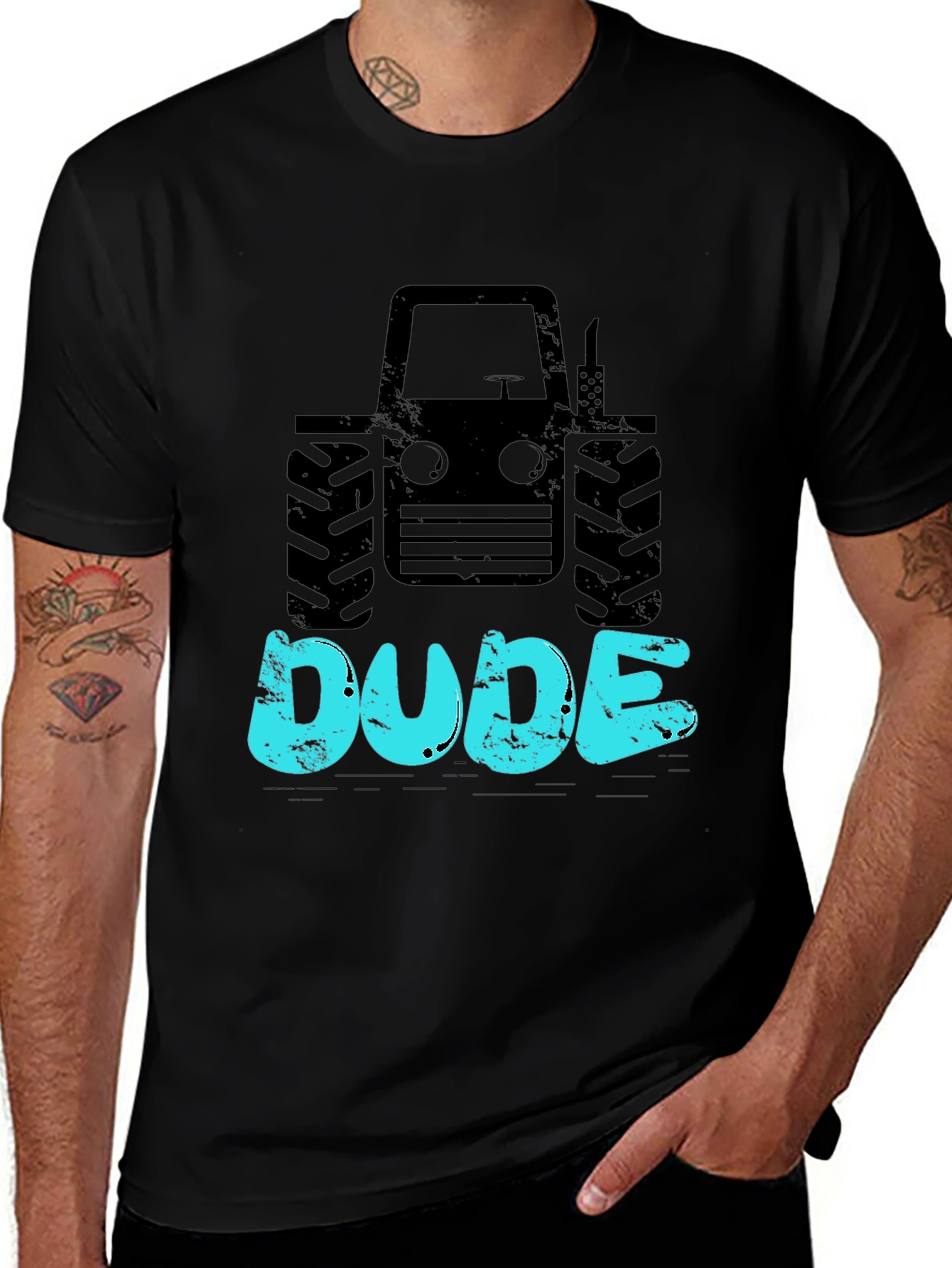 Tractor Dude Graphic Tee - Black Cotton T-Shirt