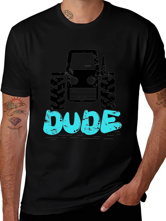 Tractor Dude Graphic Tee - Black Cotton T-Shirt