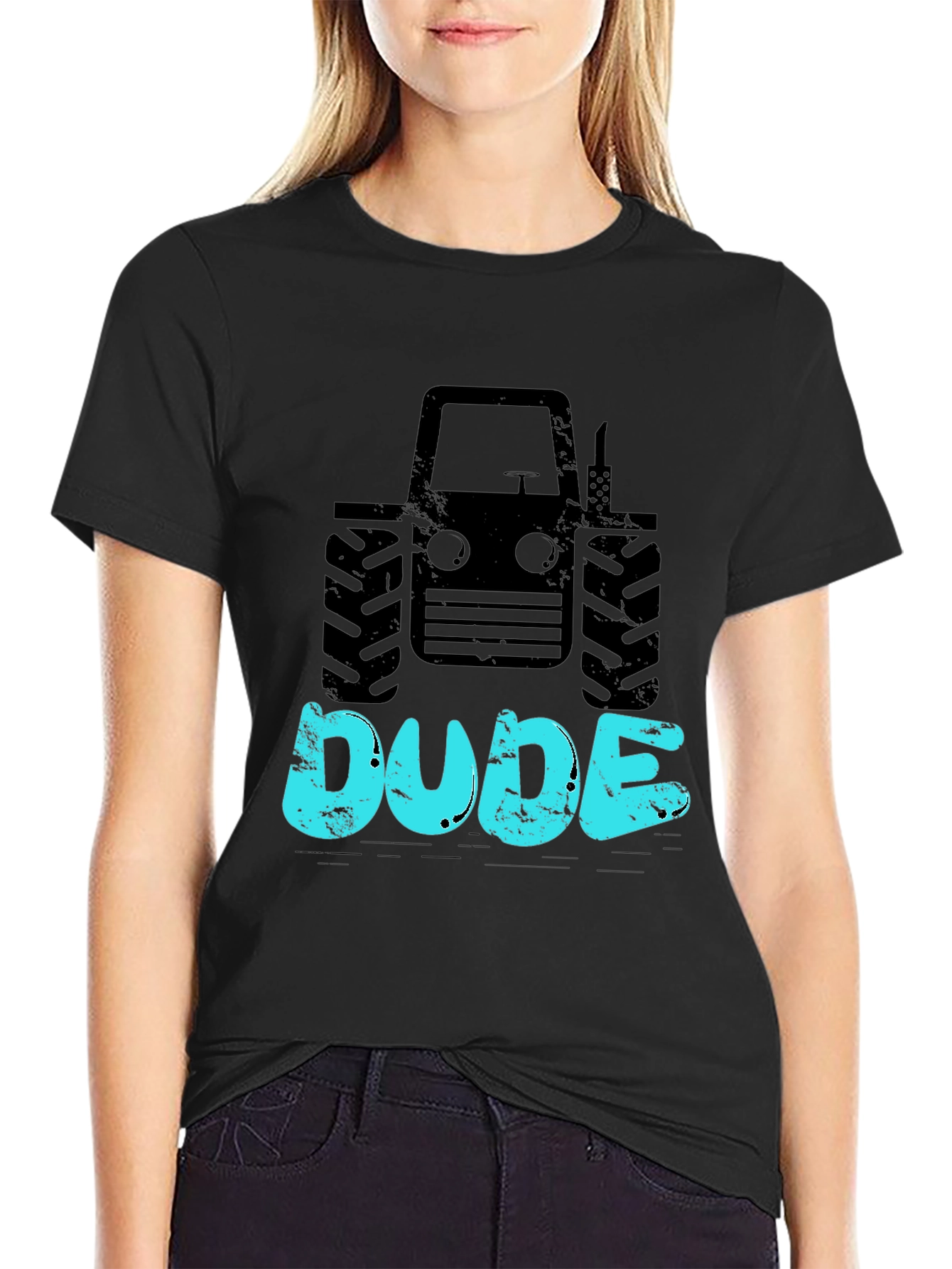 Tractor Dude Graphic Tee - Black Cotton T-Shirt