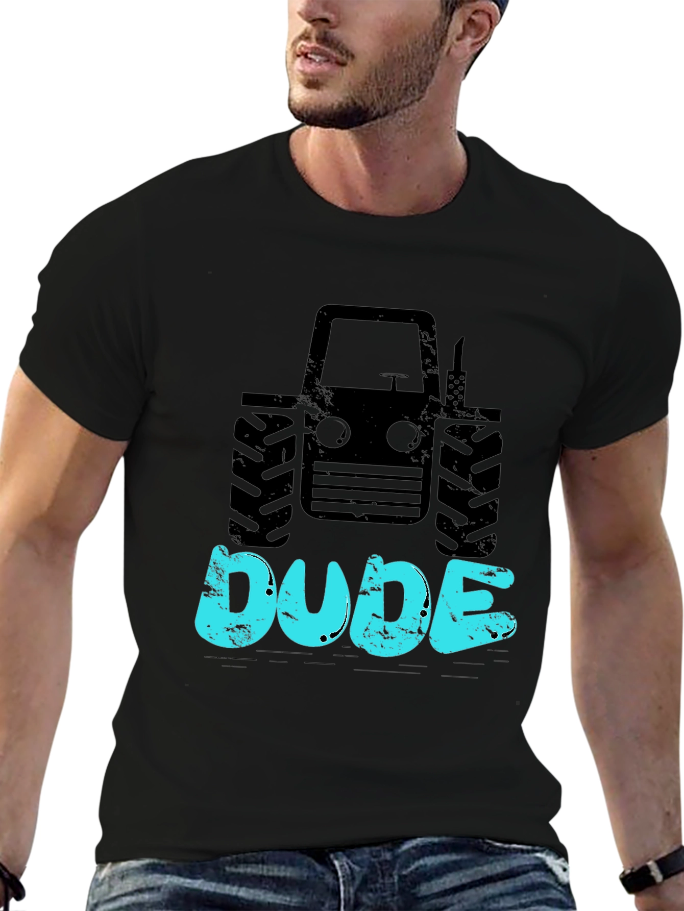 Tractor Dude Graphic Tee - Black Cotton T-Shirt