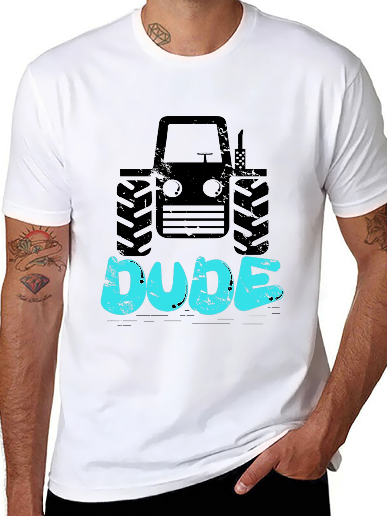 Tractor Dude Graphic Tee - Black Cotton T-Shirt