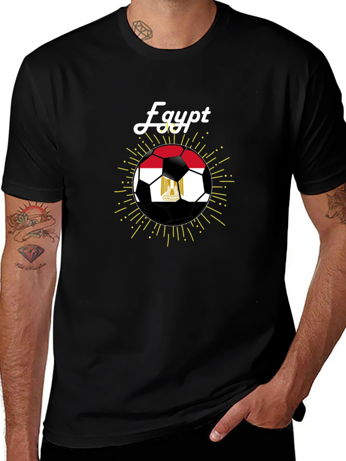 Egypt Soccer Fan T-Shirt - Black Cotton Blend