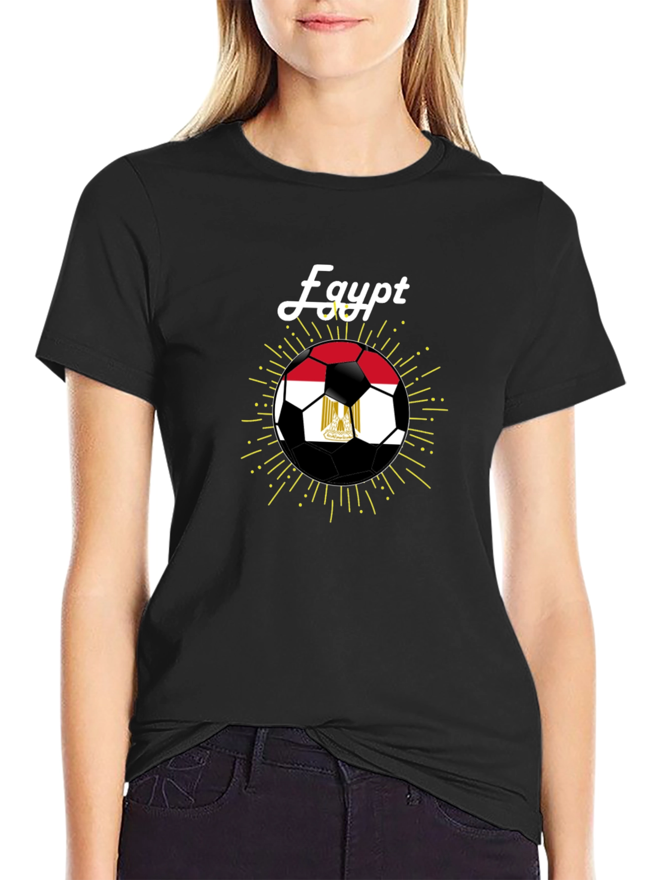 Egypt Soccer Fan T-Shirt - Black Cotton Blend