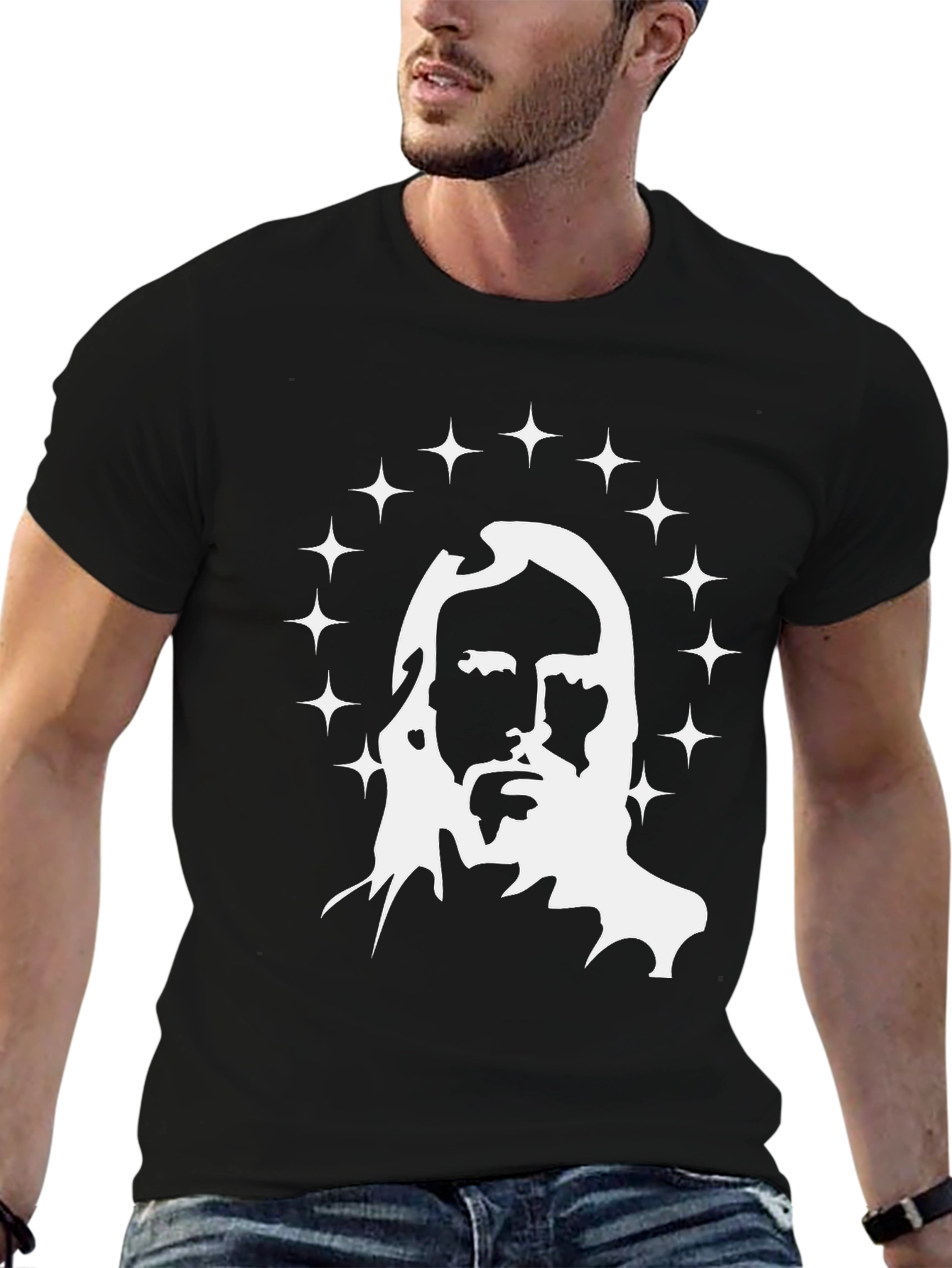 Jesus Graphic Print Black T-Shirt
