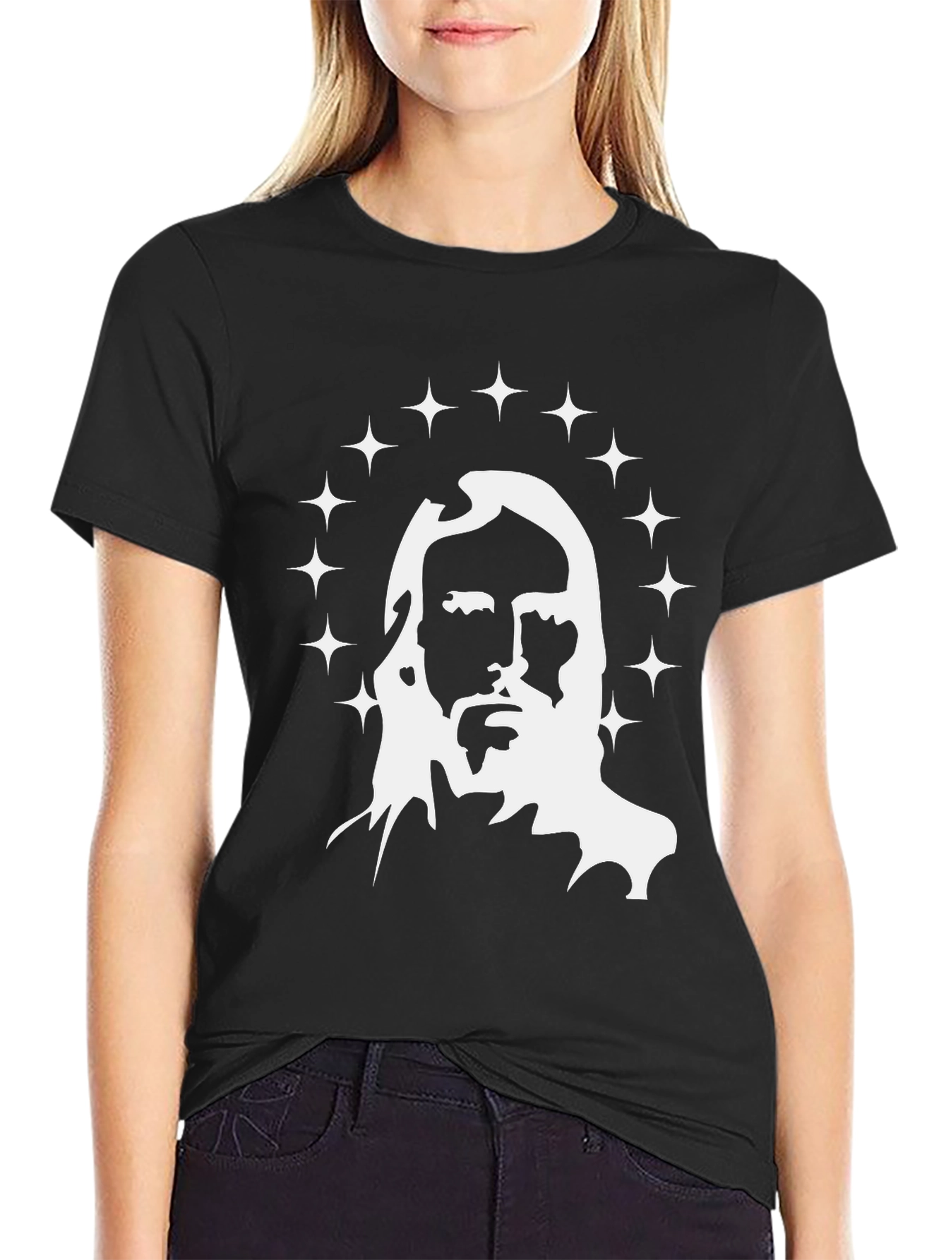 Jesus Graphic Print Black T-Shirt