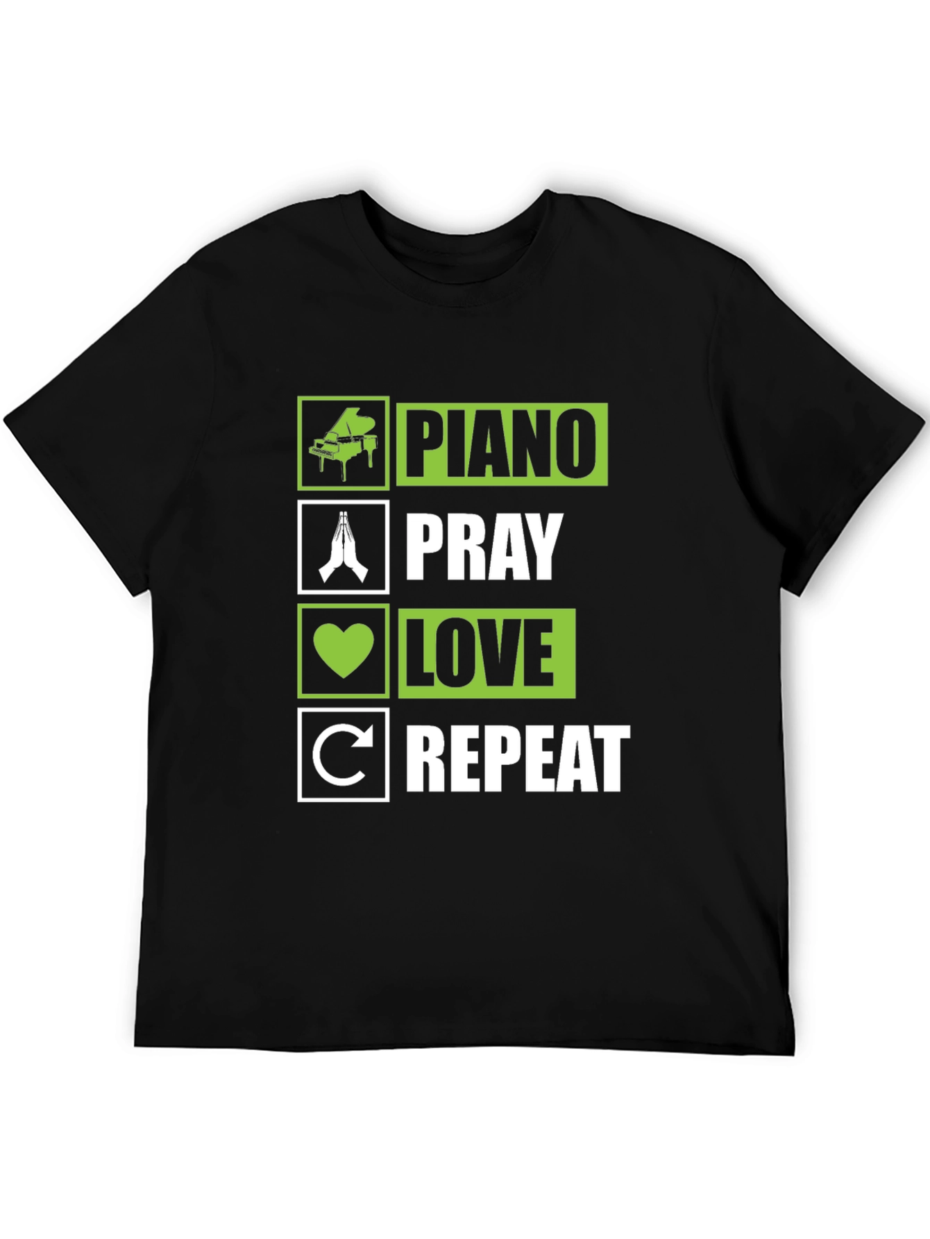 Piano Pray Love Repeat T-Shirt - Novelty Tee