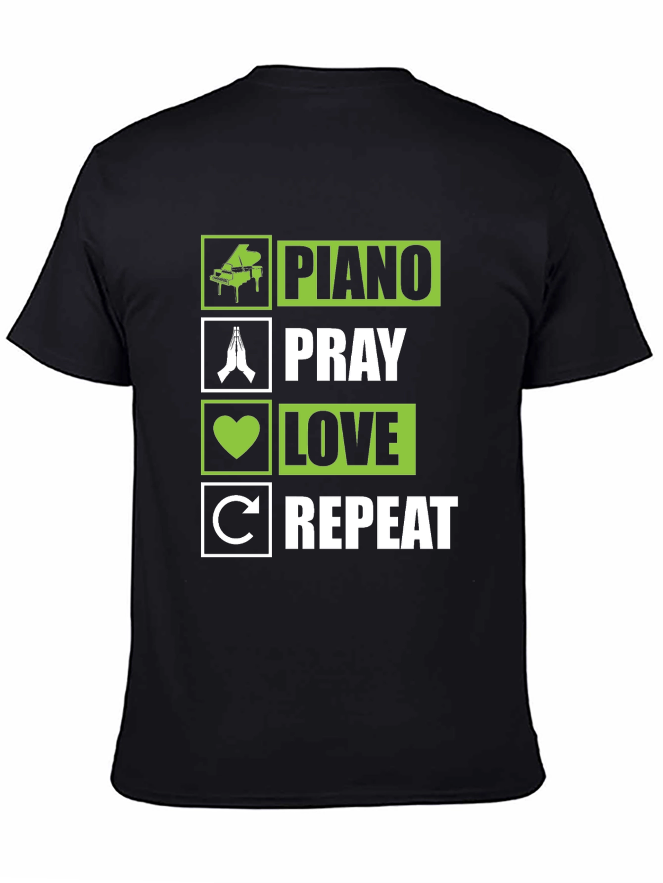 Piano Pray Love Repeat T-Shirt - Novelty Tee