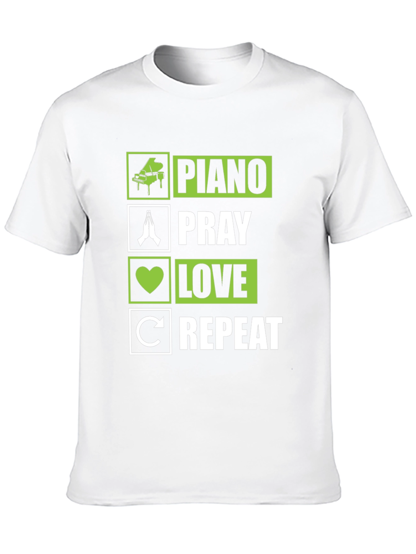 Piano Pray Love Repeat T-Shirt - Novelty Tee