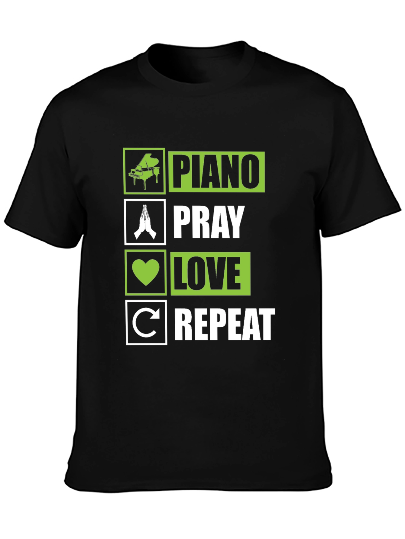 Piano Pray Love Repeat T-Shirt - Novelty Tee