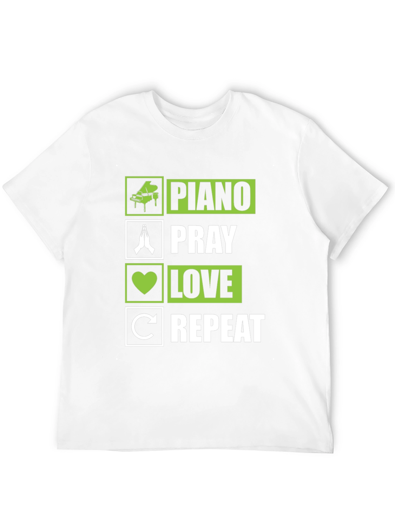 Piano Pray Love Repeat T-Shirt - Novelty Tee