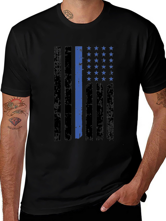 Thin Blue Line American Flag Graphic Tee