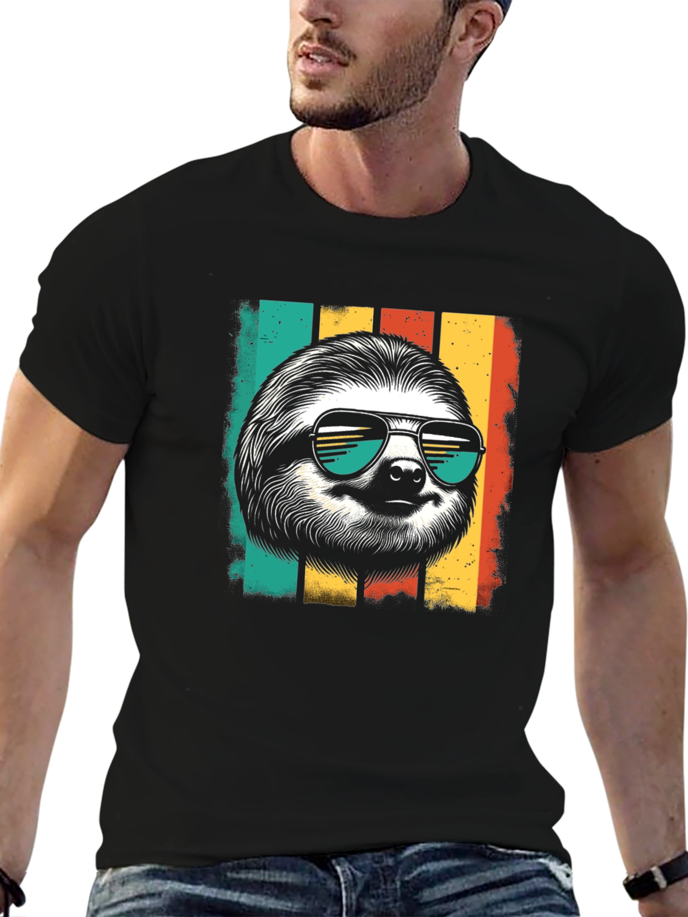Cool Sloth Retro Style T-Shirt - Chill Vibes