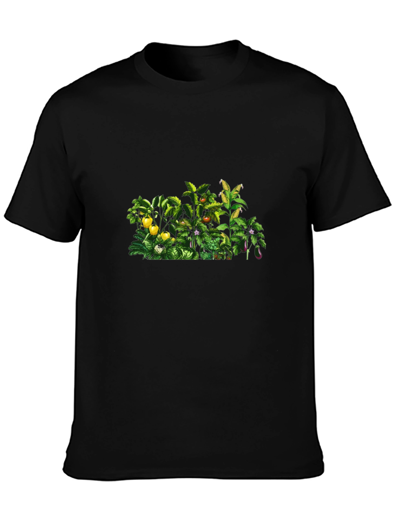 Botanical Garden Print Black T-Shirt
