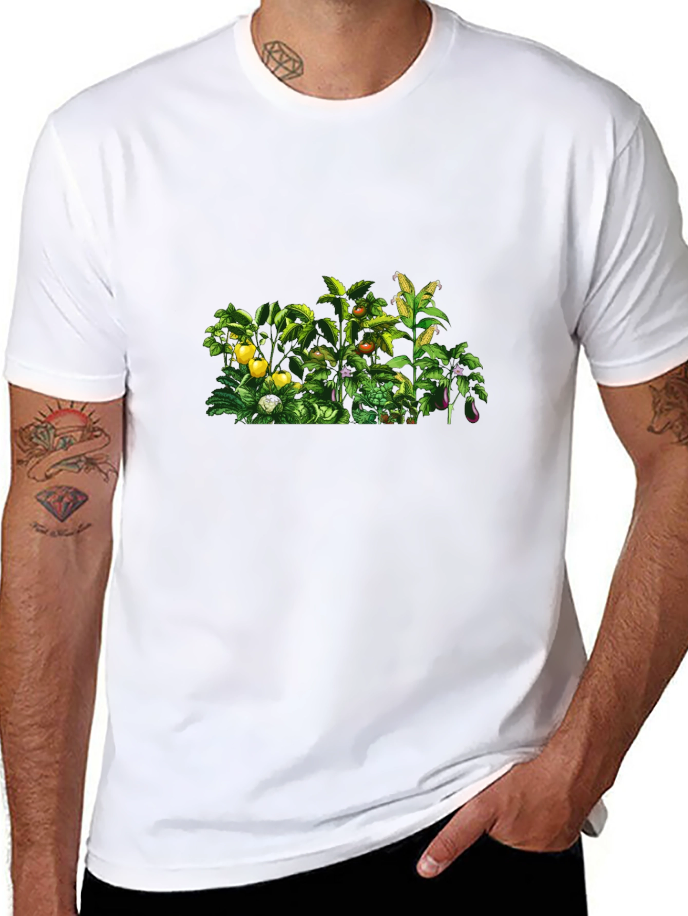 Botanical Garden Print Black T-Shirt