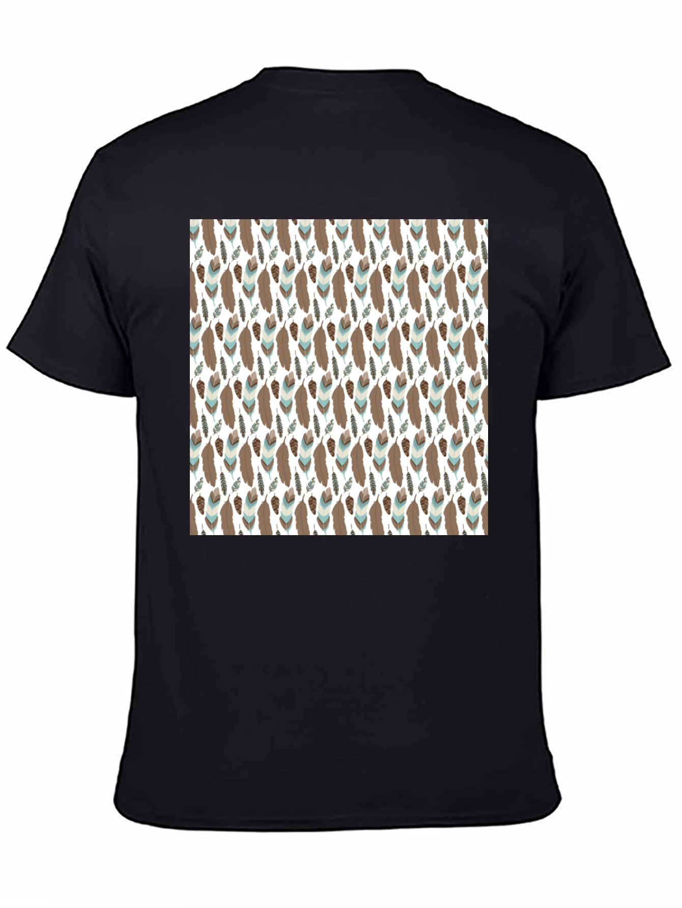Feather Pattern T-Shirt - Black