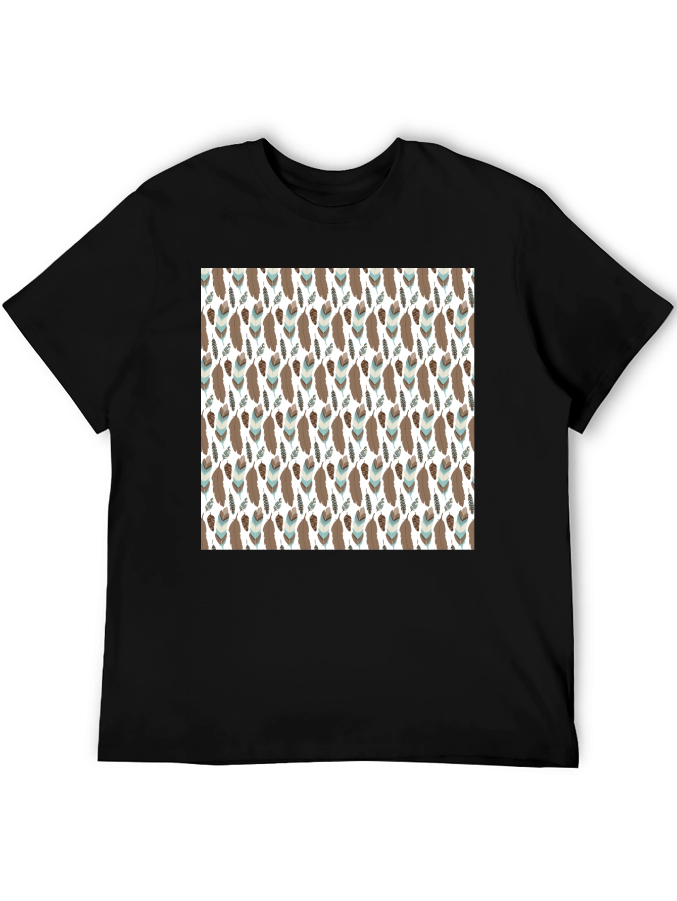 Feather Pattern T-Shirt - Black