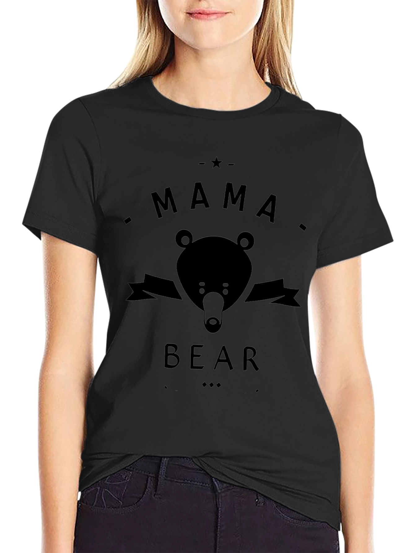 Mama Bear Black Graphic T-Shirt