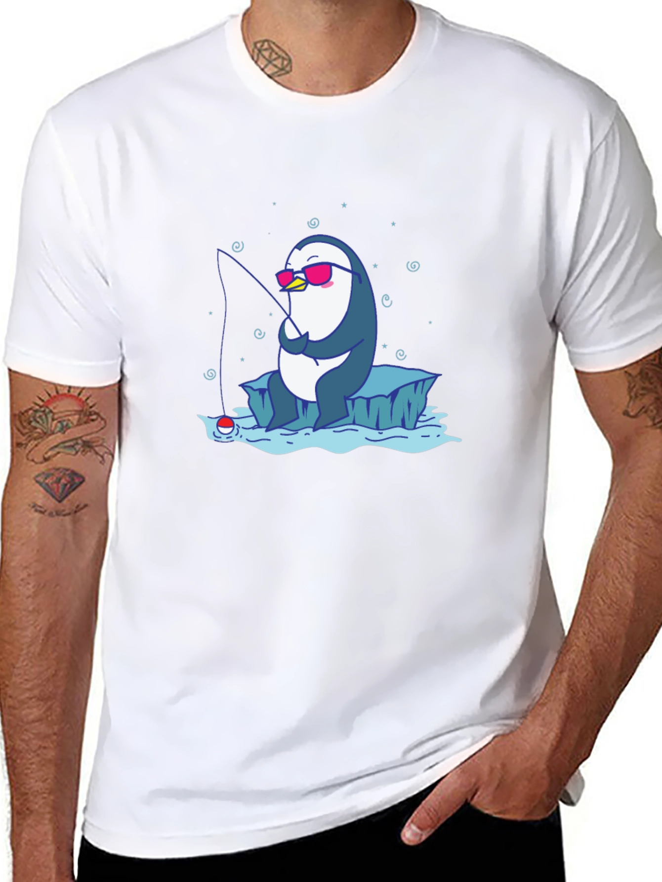 Cool Penguin Fishing T-Shirt