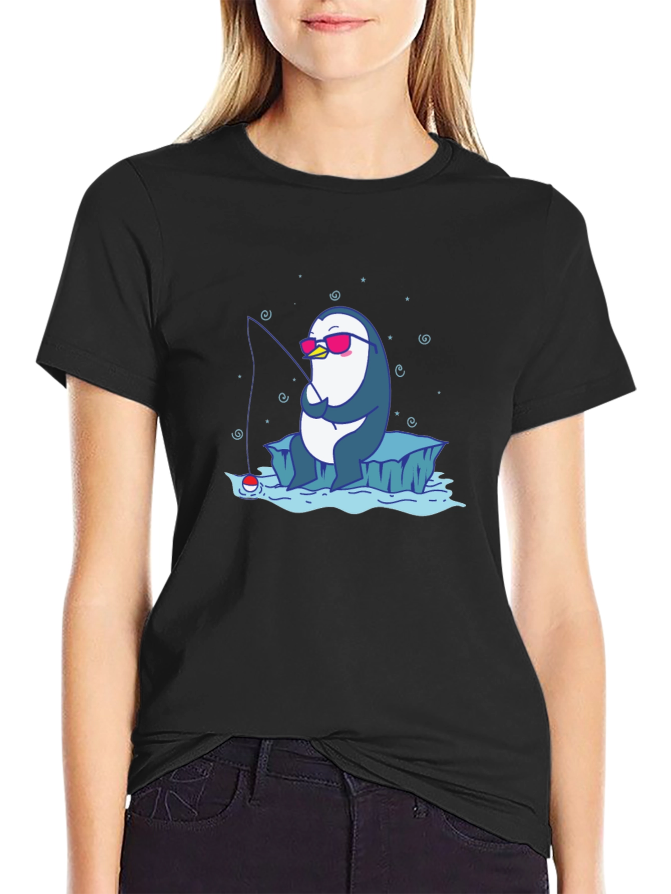 Cool Penguin Fishing T-Shirt