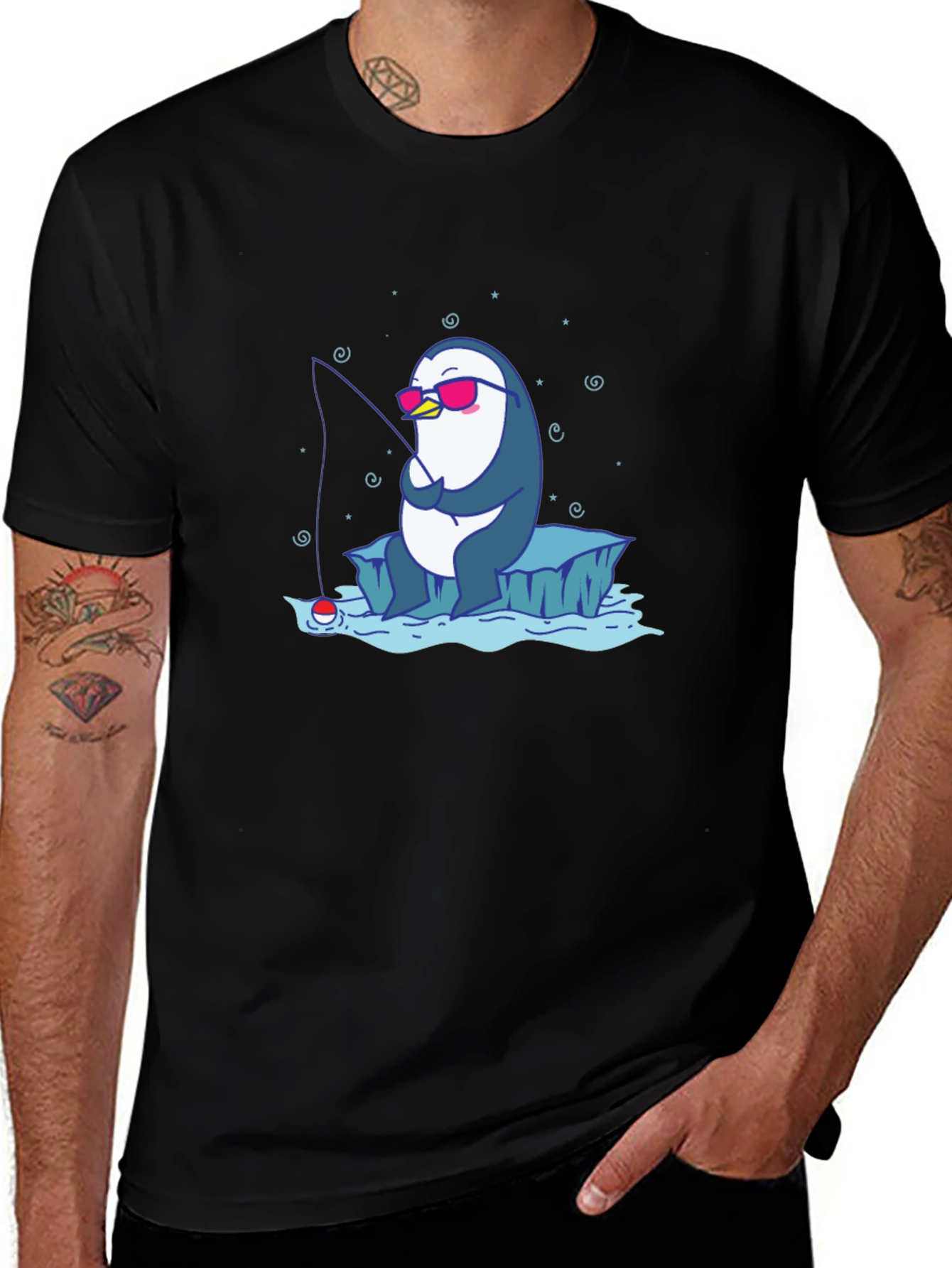 Cool Penguin Fishing T-Shirt