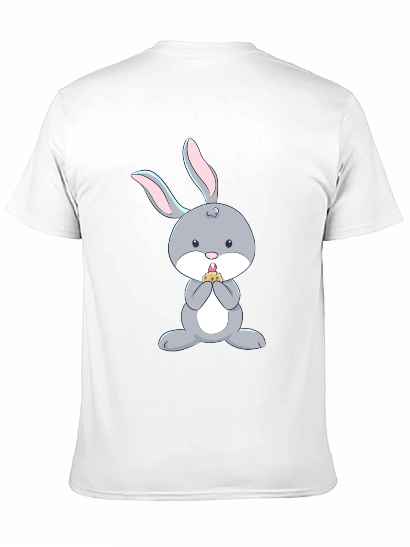 Cute Bunny Eating T-Shirt - Black Cotton Tee