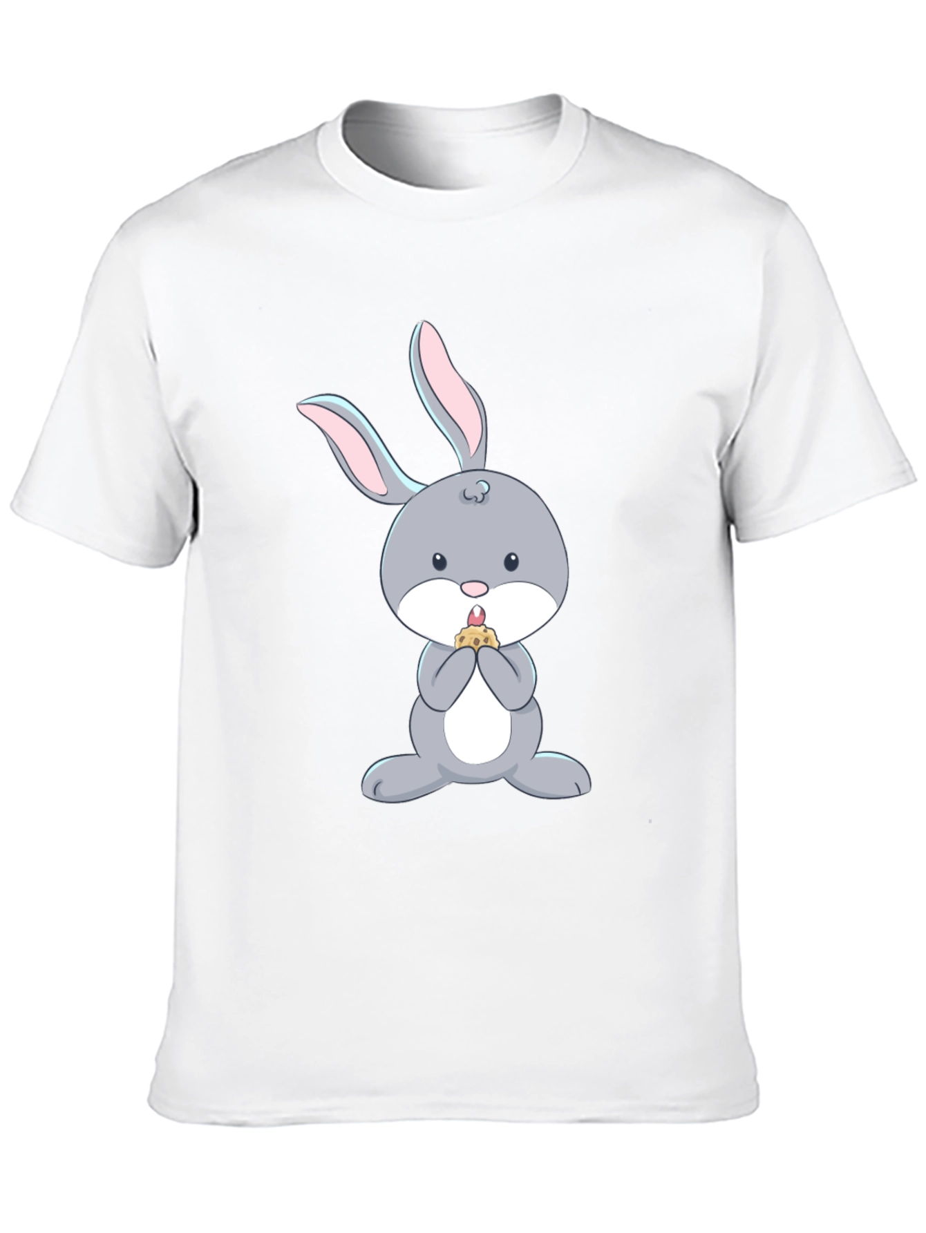 Cute Bunny Eating T-Shirt - Black Cotton Tee