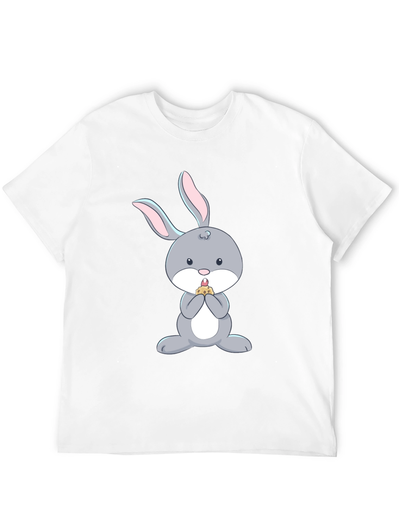 Cute Bunny Eating T-Shirt - Black Cotton Tee
