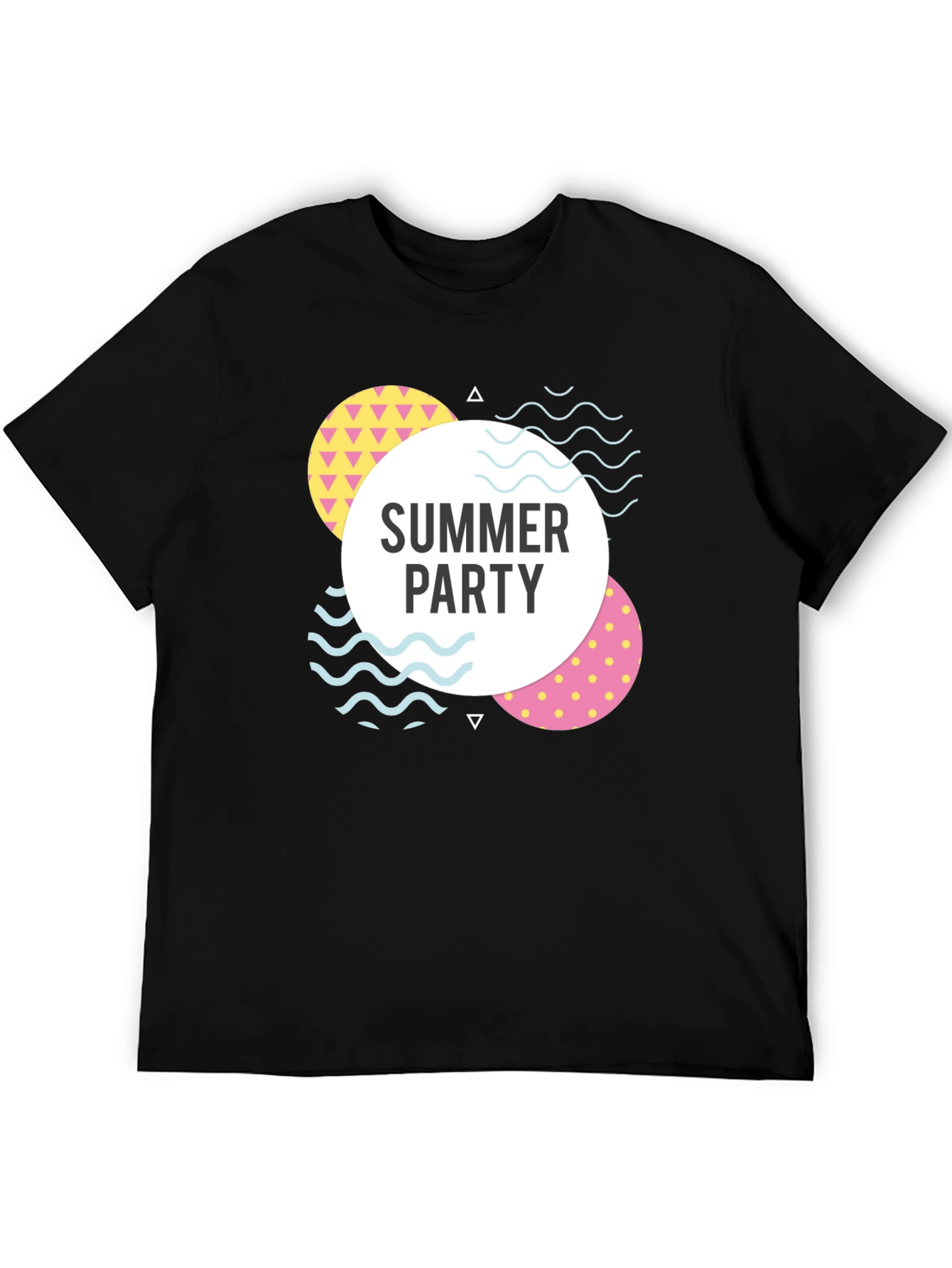 Summer Party Graphic Tee - Black Cotton Casual T-Shirt