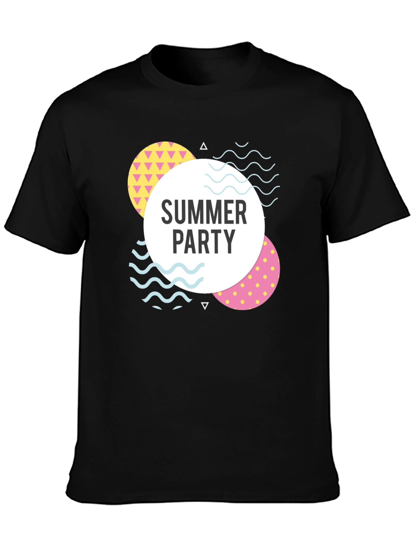 Summer Party Graphic Tee - Black Cotton Casual T-Shirt