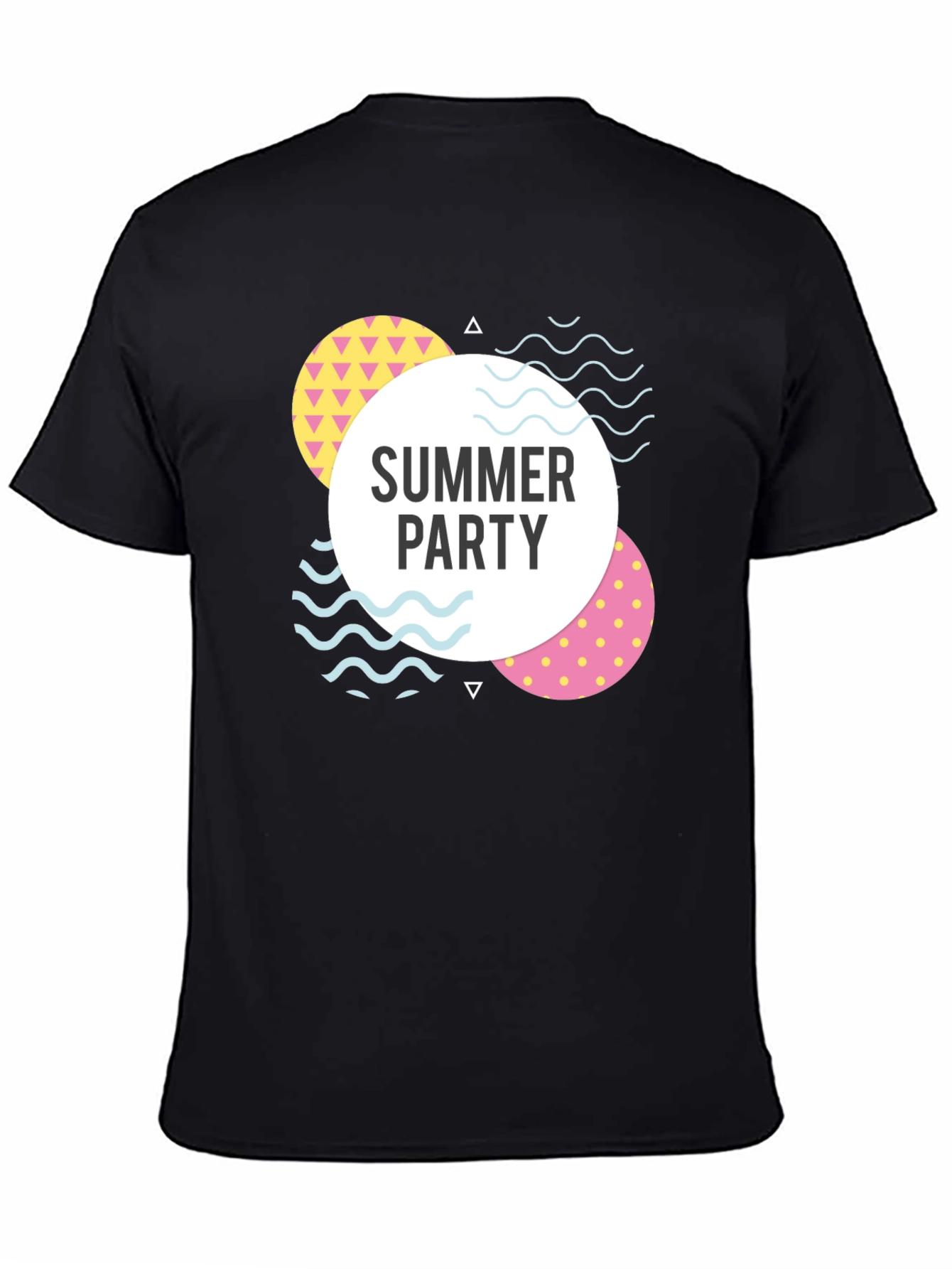 Summer Party Graphic Tee - Black Cotton Casual T-Shirt