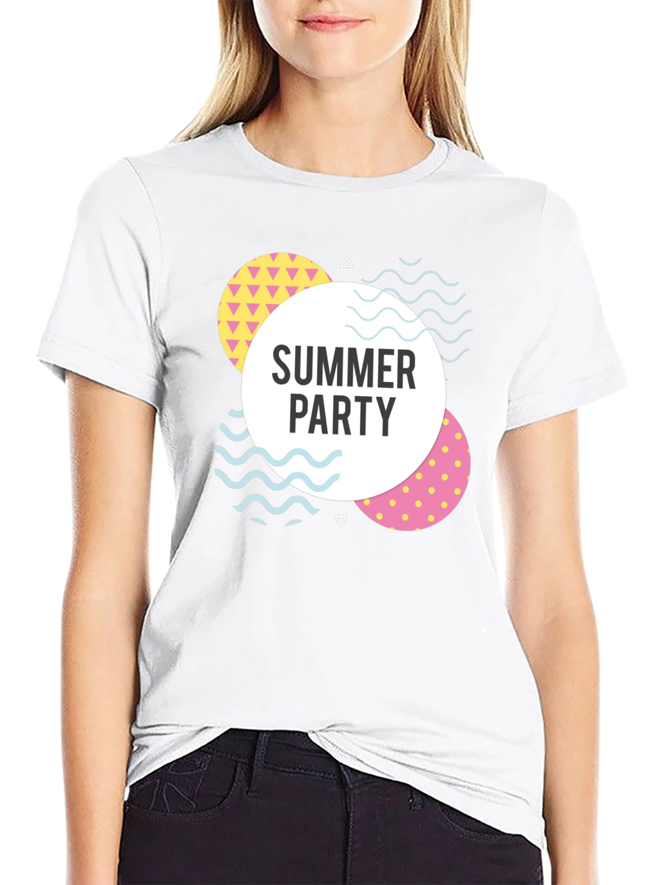 Summer Party Graphic Tee - Black Cotton Casual T-Shirt
