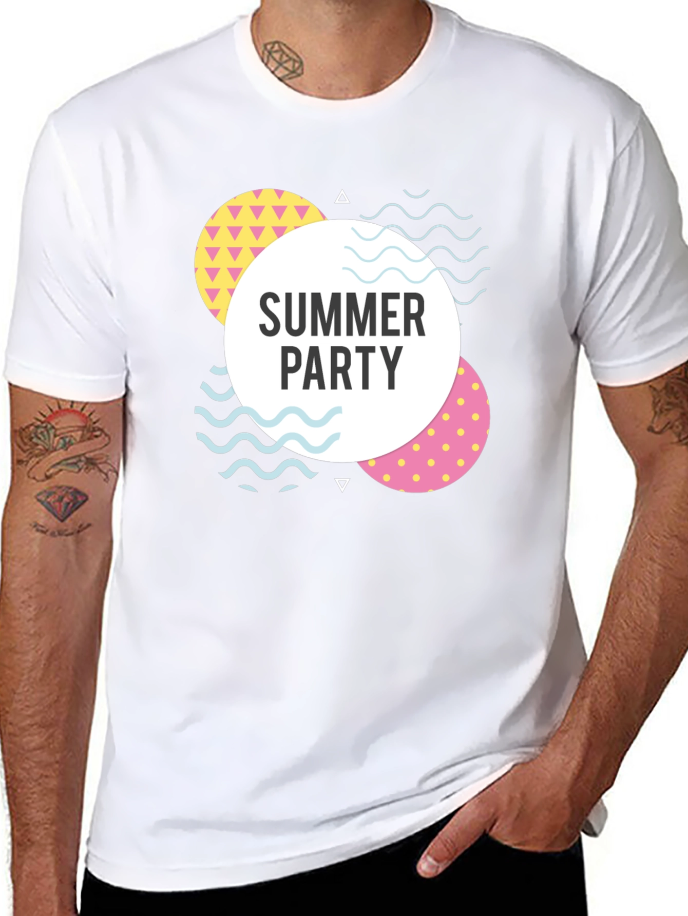 Summer Party Graphic Tee - Black Cotton Casual T-Shirt