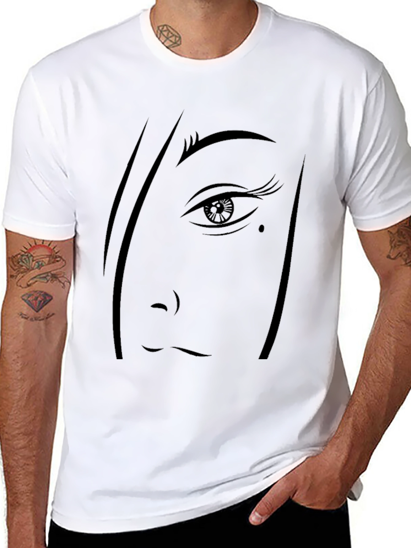 Graphic Face Print Black T-Shirt
