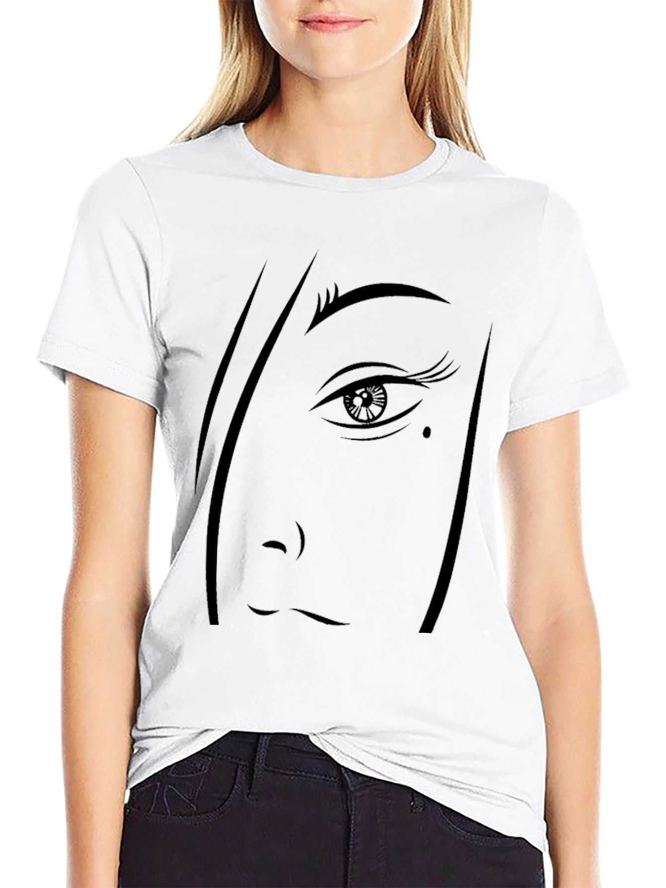 Graphic Face Print Black T-Shirt