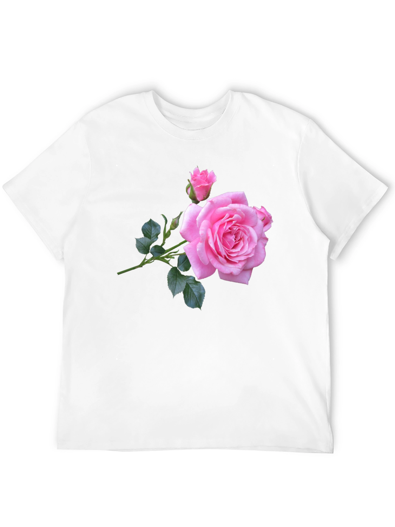 Pink Rose Graphic Black T-Shirt