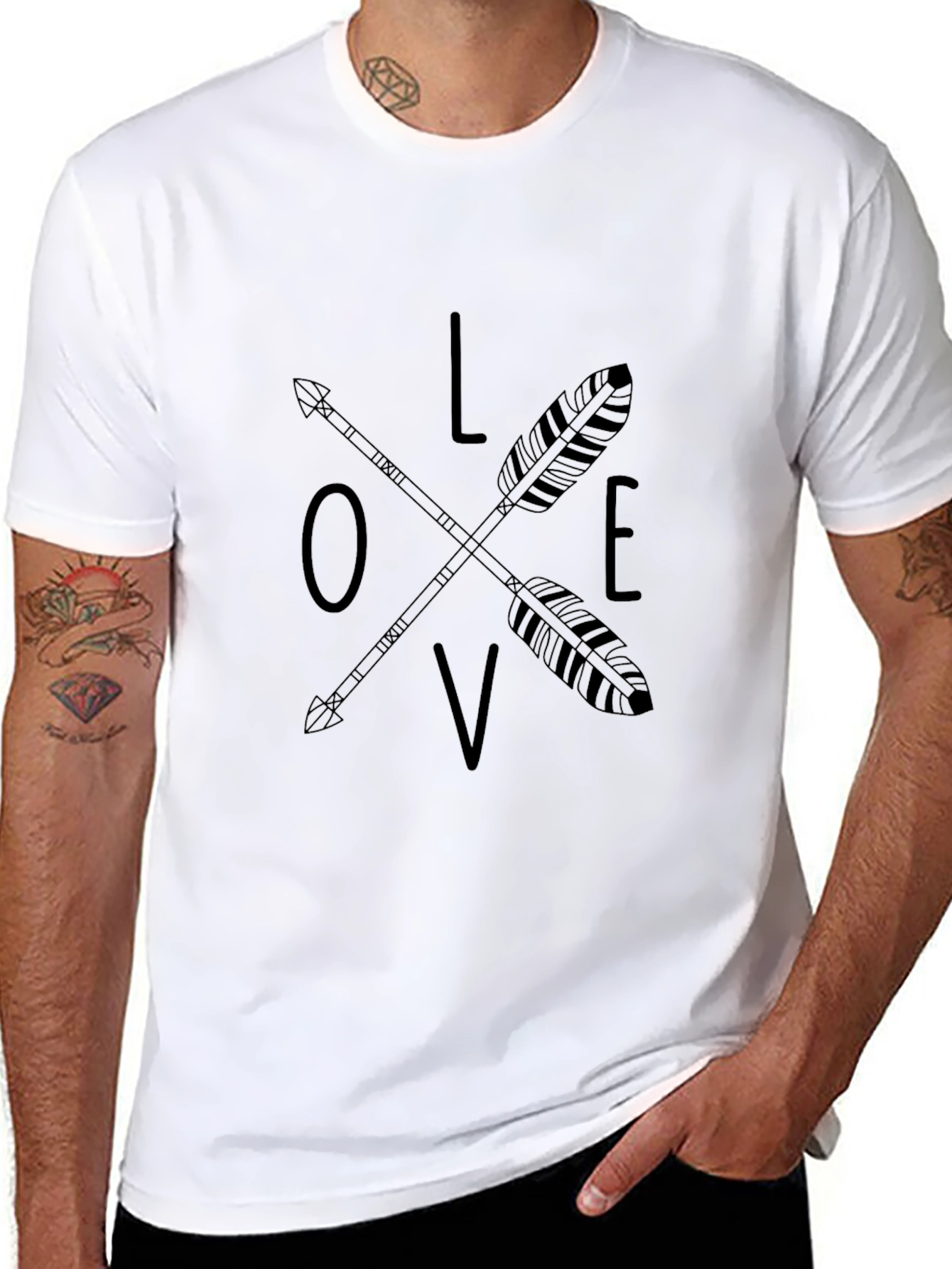 Love Arrow Graphic Tee - Black Casual T-Shirt
