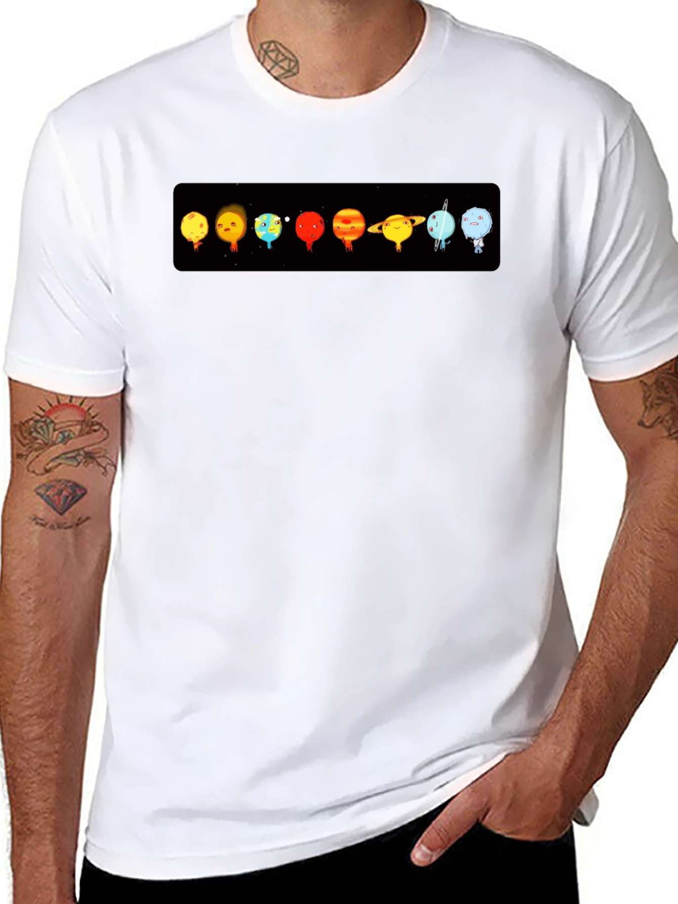 Planets Graphic Print Black T-Shirt