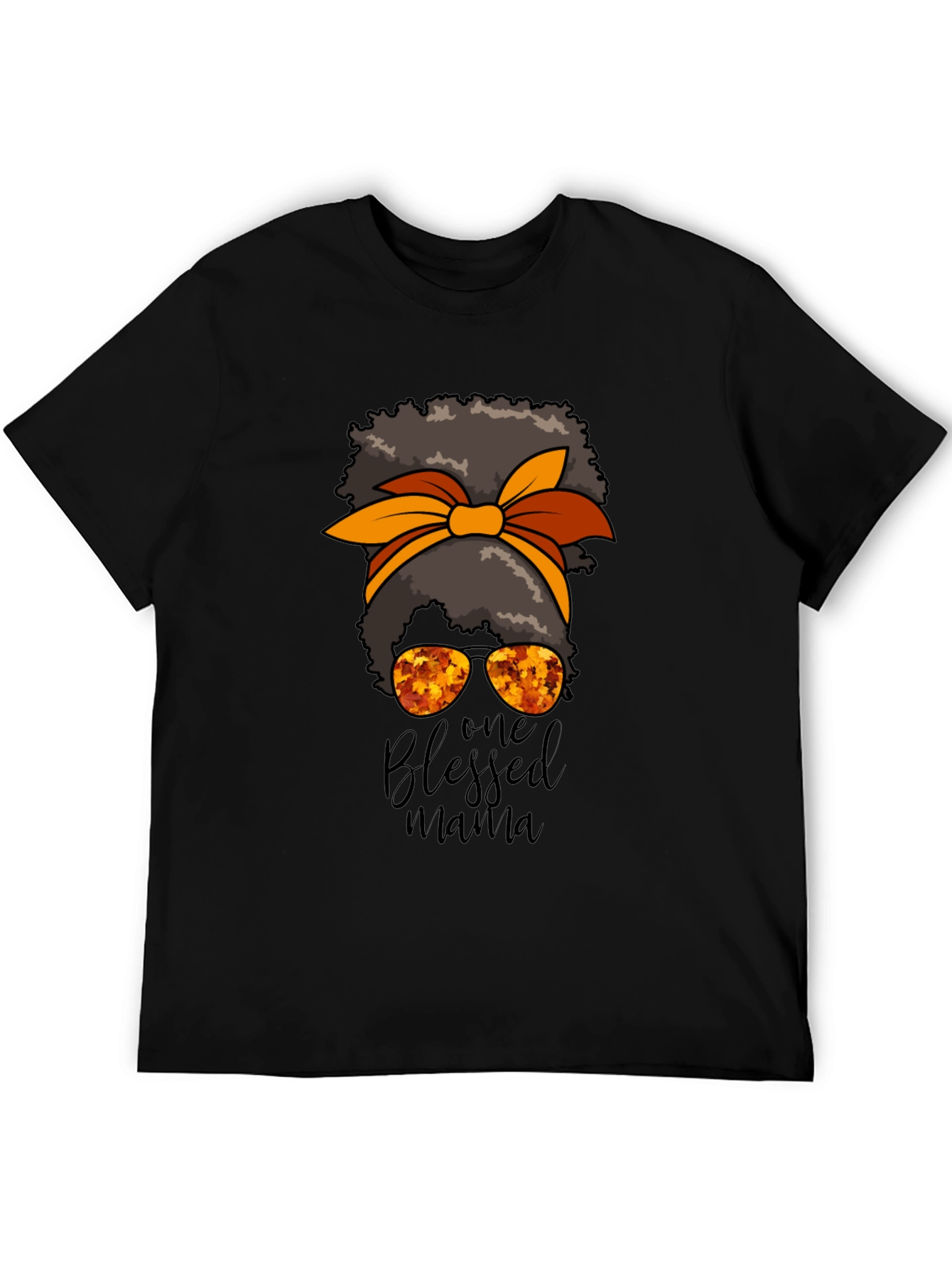 Blessed Mama Messy Bun Graphic Tee - Autumn Style