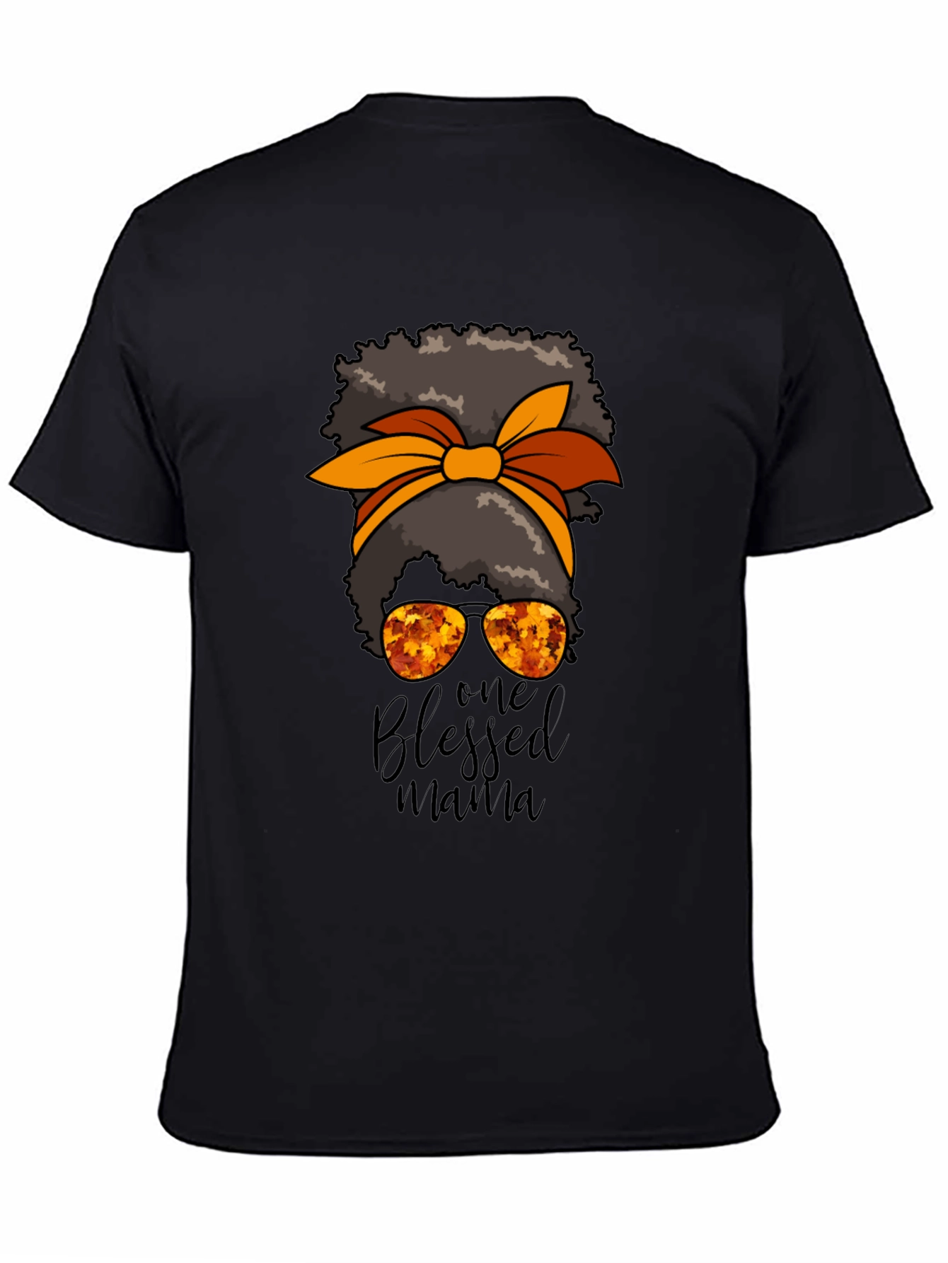 Blessed Mama Messy Bun Graphic Tee - Autumn Style
