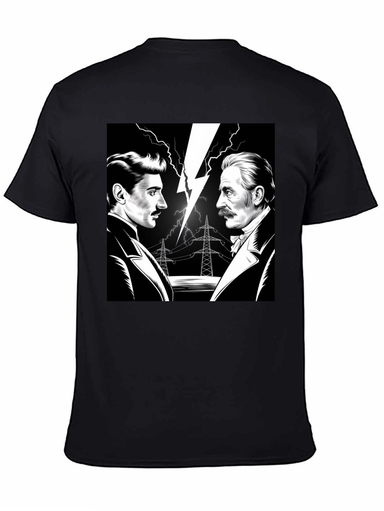 Tesla vs Edison Mens Black Graphic T-Shirt