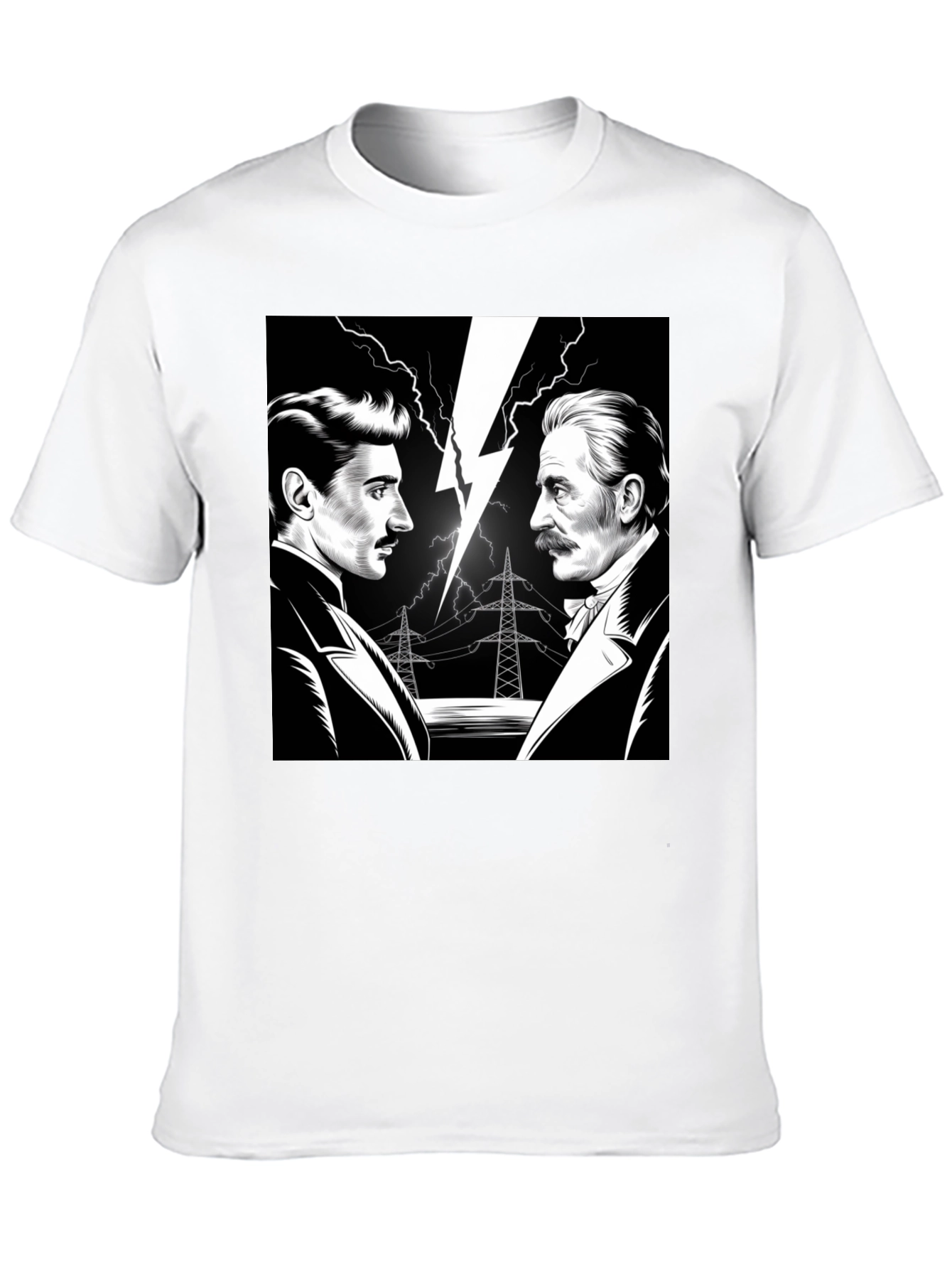 Tesla vs Edison Mens Black Graphic T-Shirt