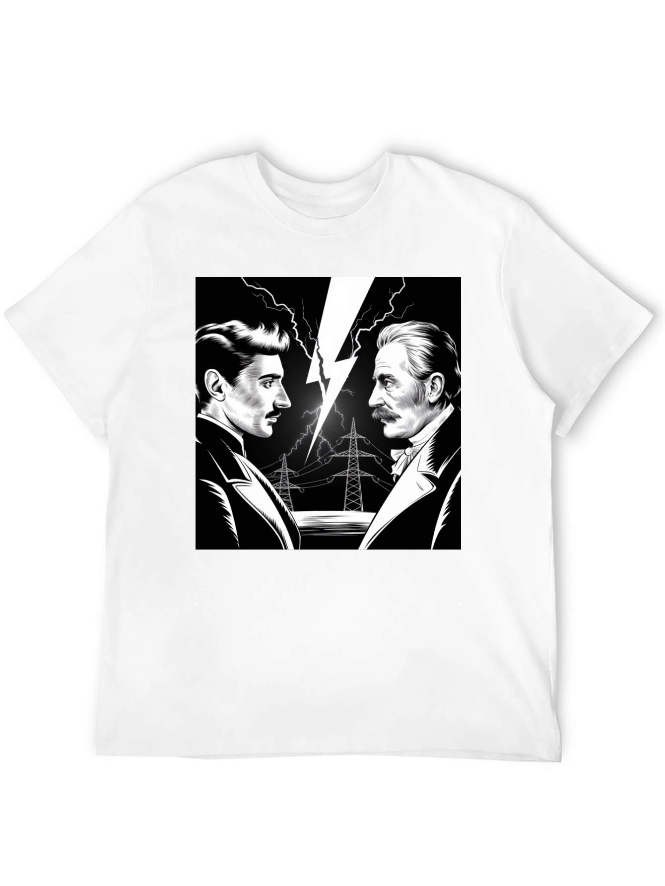 Tesla vs Edison Mens Black Graphic T-Shirt
