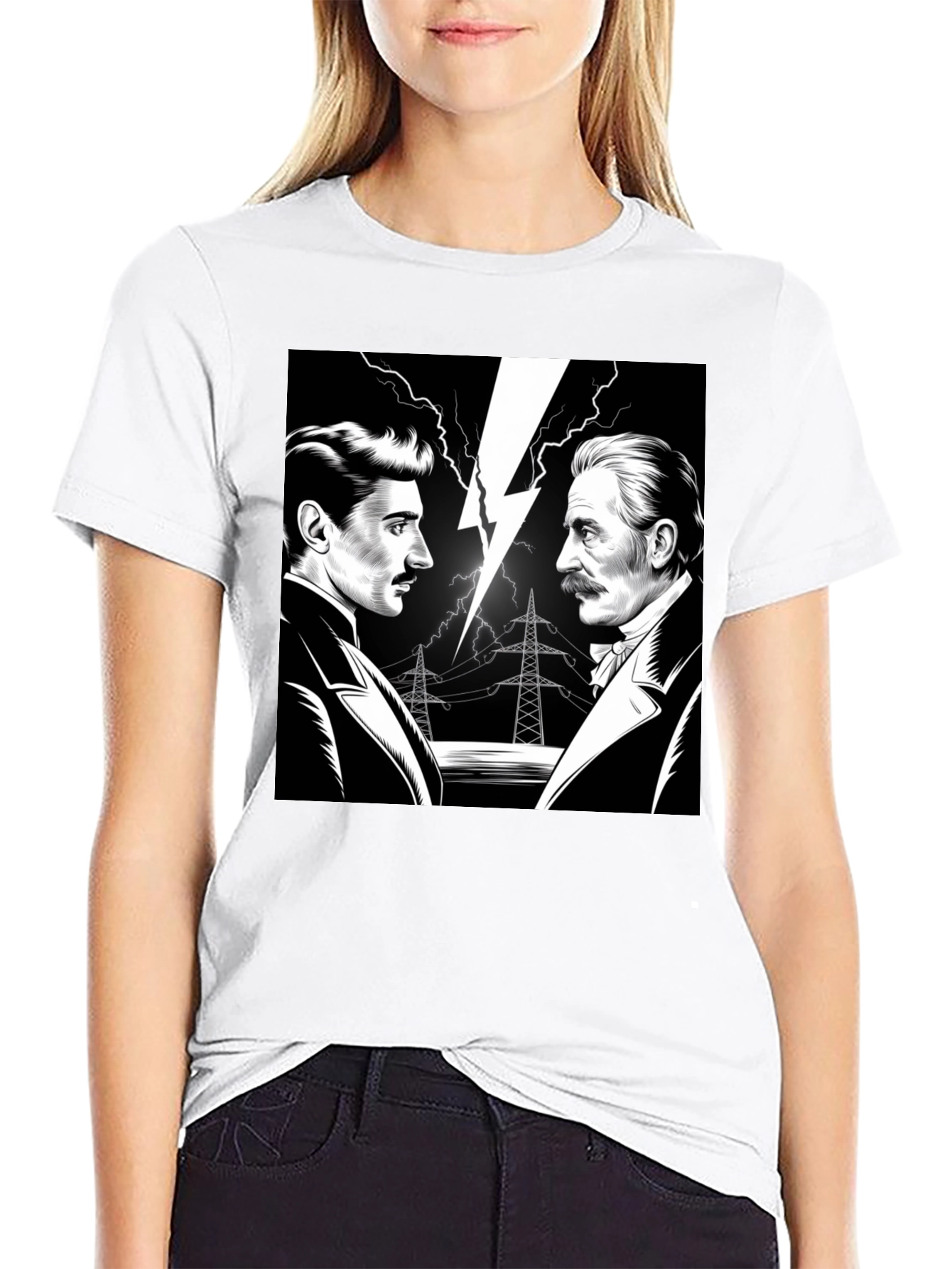 Tesla vs Edison Mens Black Graphic T-Shirt