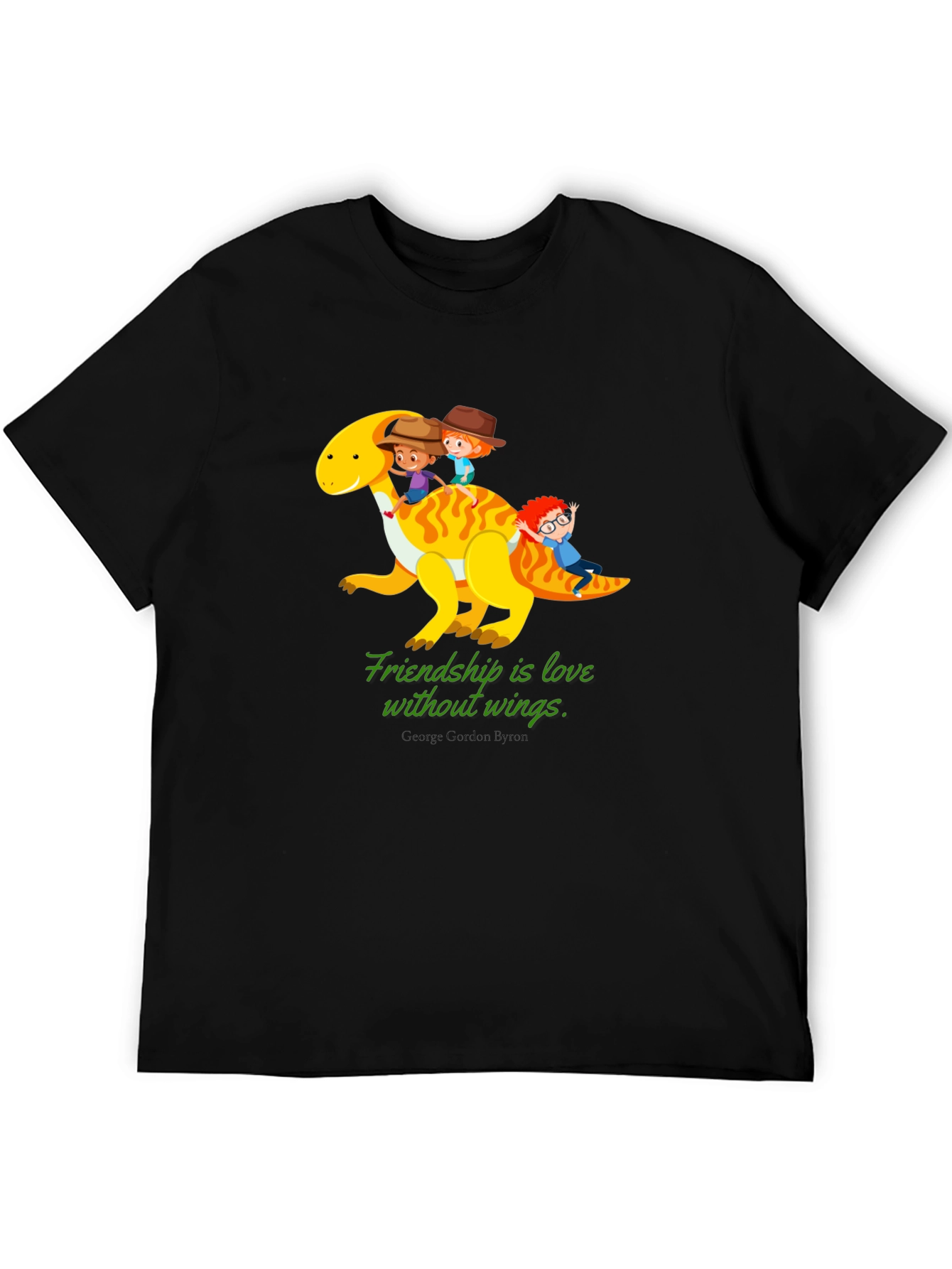Friendship Dinosaur Kids Black Graphic T-Shirt