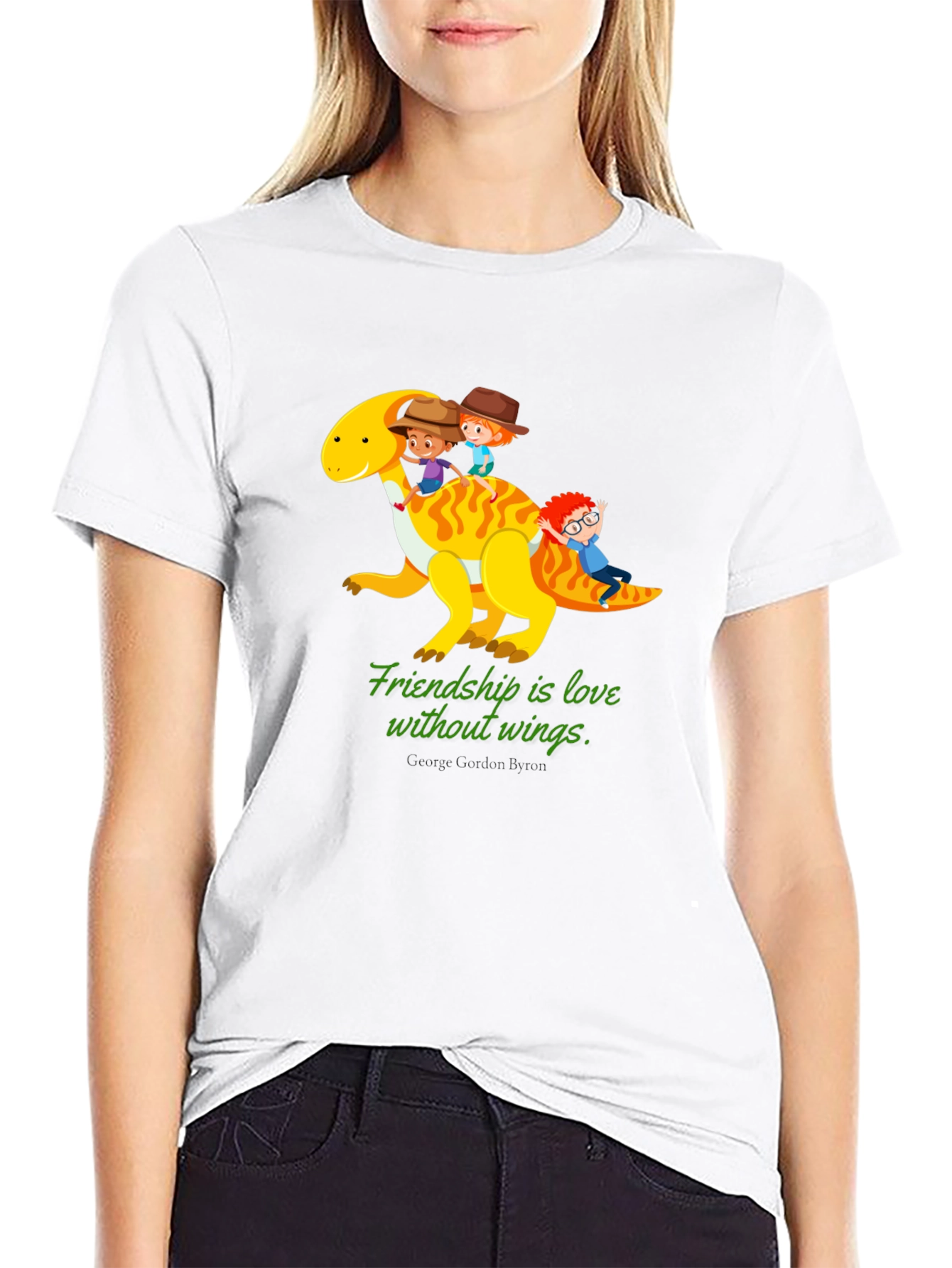 Friendship Dinosaur Kids Black Graphic T-Shirt