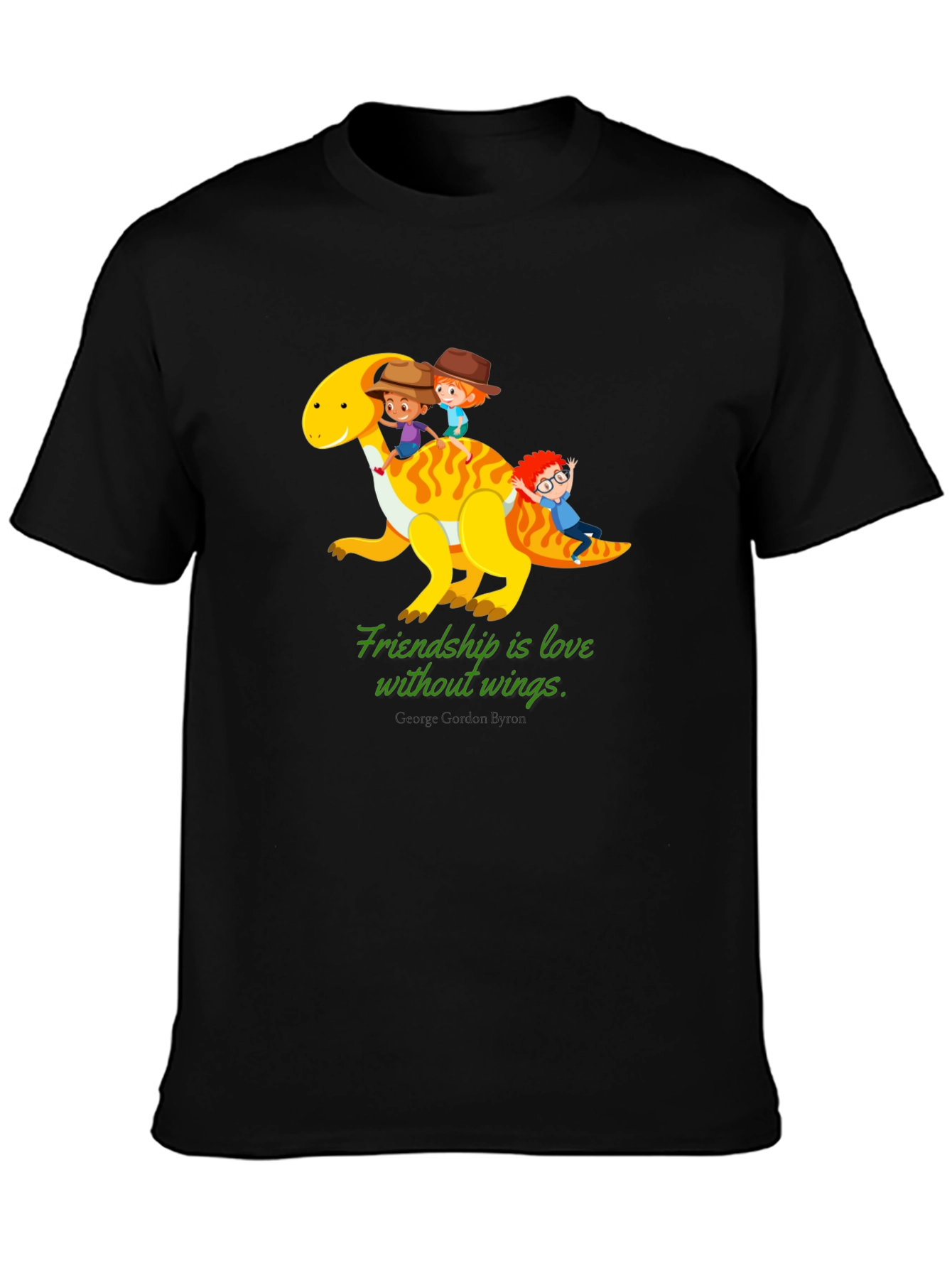 Friendship Dinosaur Kids Black Graphic T-Shirt