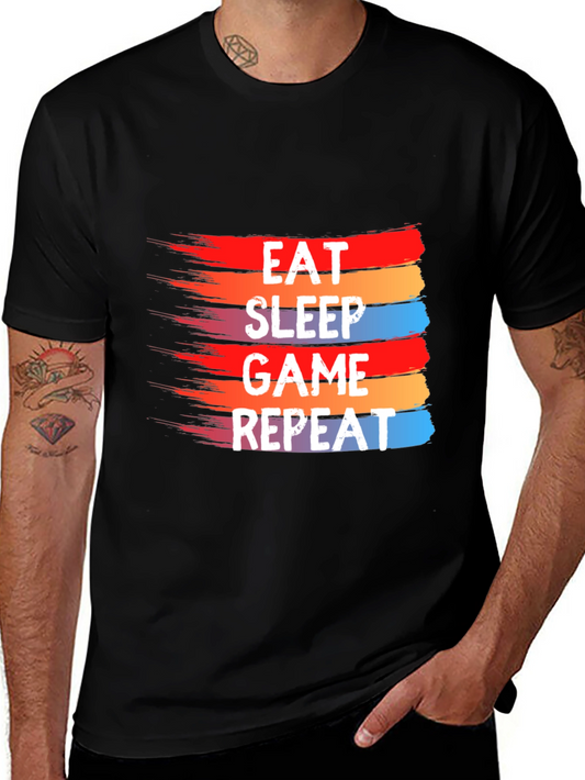 Eat Sleep Game Repeat Graphic Tee - Gamer T-Shirt