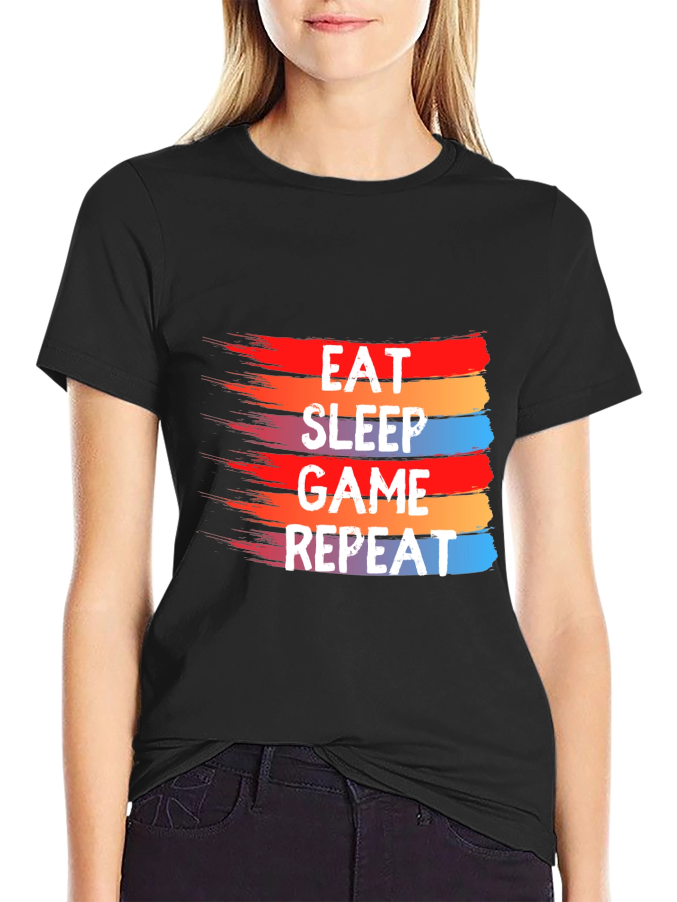 Eat Sleep Game Repeat Graphic Tee - Gamer T-Shirt