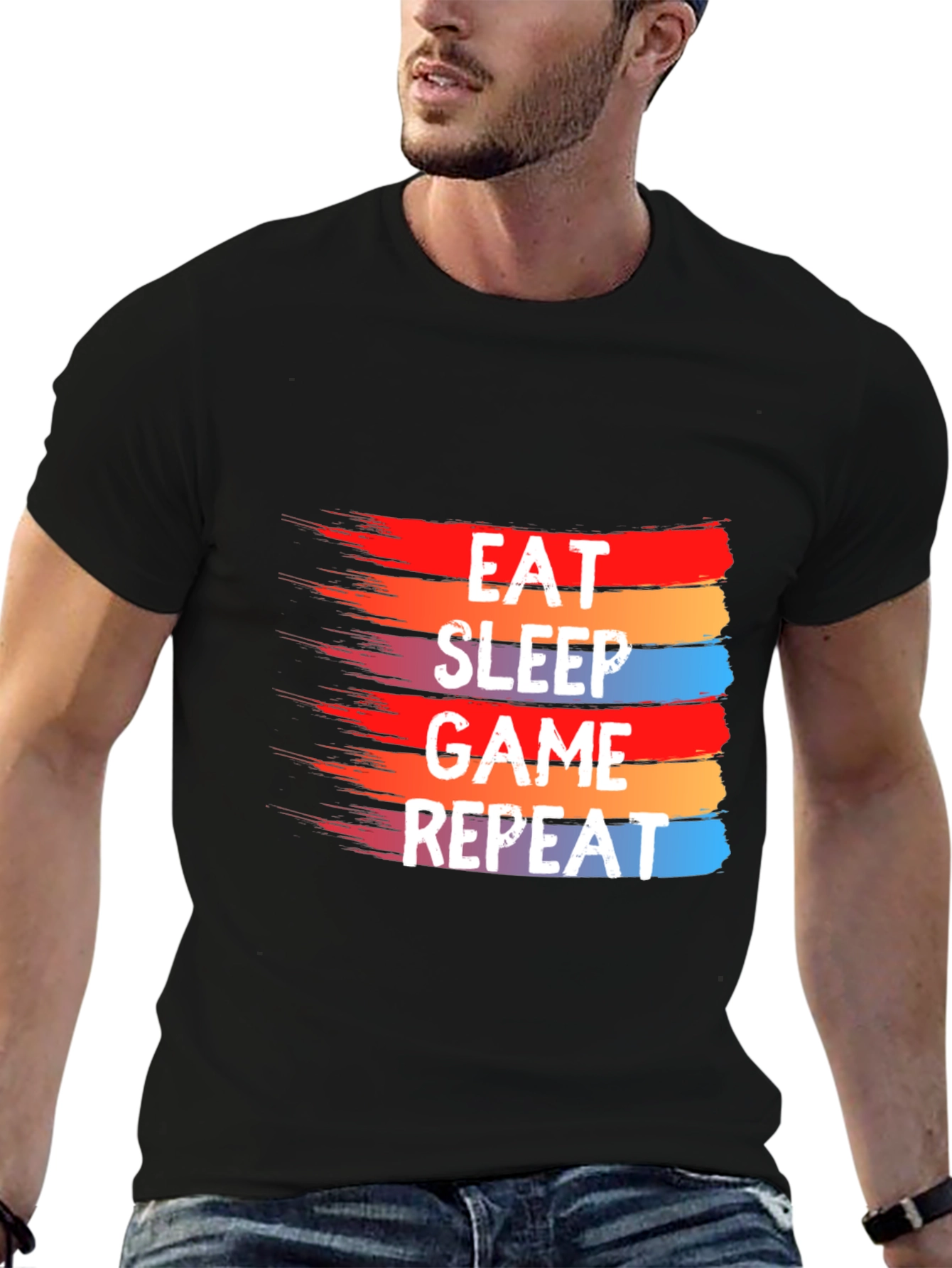 Eat Sleep Game Repeat Graphic Tee - Gamer T-Shirt